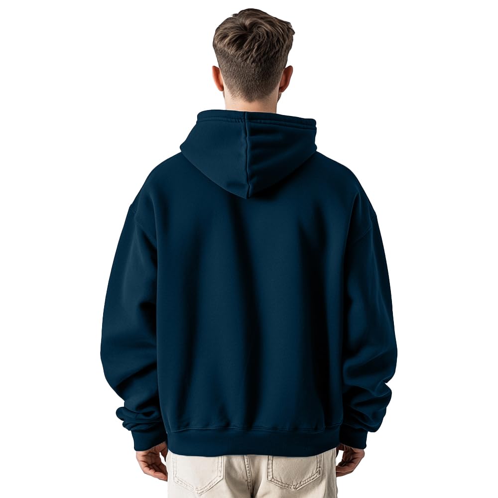 BELLENIO Oversized Hoodies for Man Stylish | 280 GSM Rich Cotton Fleece Solid Oversized Fit Hooded Full Sleeve Oversized Sweatshirt for Men | Stylish Casual Wear Winter Hoodies for Men
