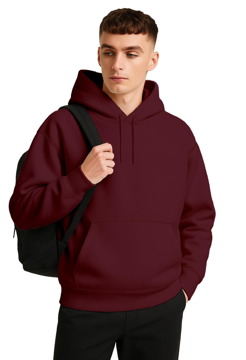 BELLENIO Oversized Hoodies for Man Stylish | 280 GSM Rich Cotton Fleece Solid Oversized Fit Hooded Full Sleeve Oversized Sweatshirt for Men | Stylish Casual Wear Winter Hoodies for Men