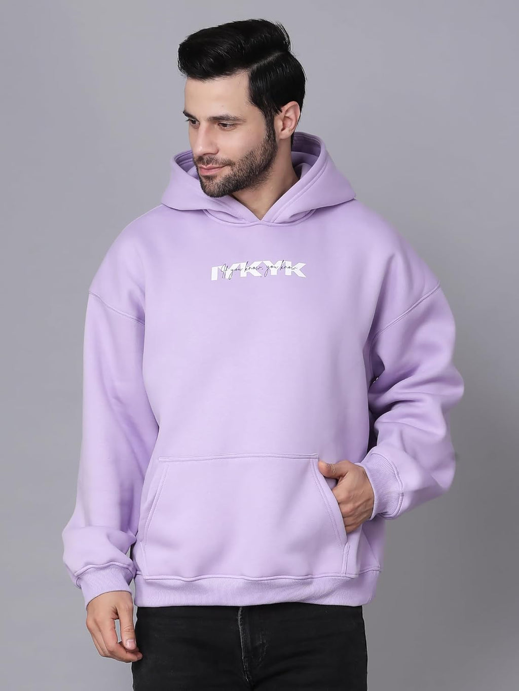 Unisex Cotton Fleece Hoodie, Lavender, 350 GSM Double Layer Hood