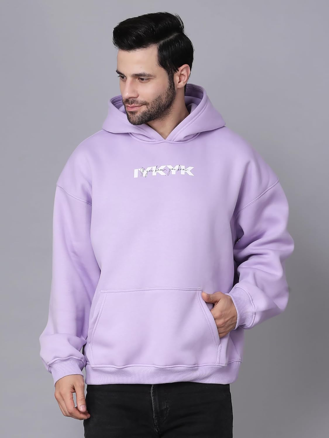 Unisex Cotton Fleece Hoodie, Lavender, 350 GSM Double Layer Hood