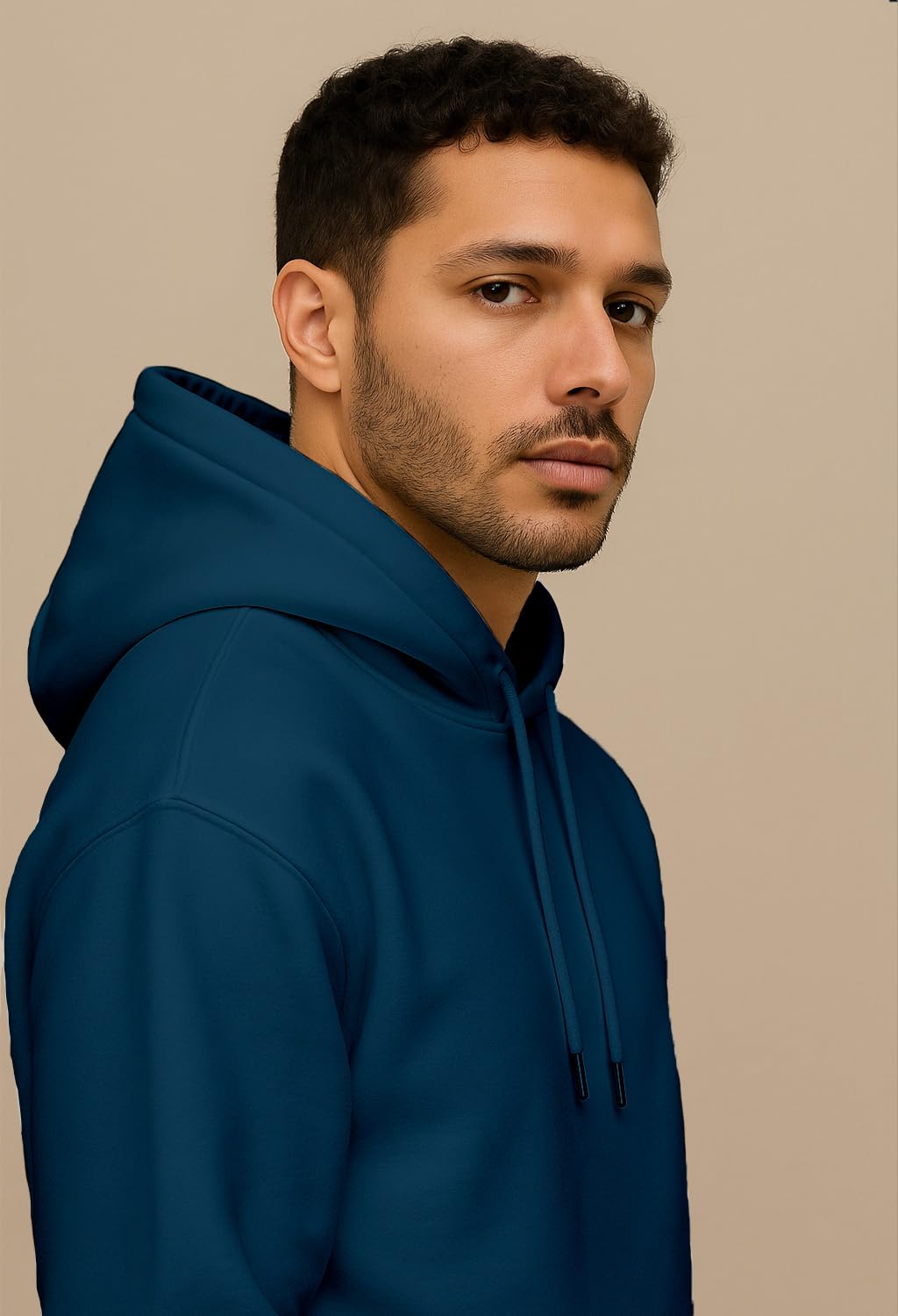 BELLENIO Oversized Hoodies for Man Stylish | 280 GSM Rich Cotton Fleece Solid Oversized Fit Hooded Full Sleeve Oversized Sweatshirt for Men | Stylish Casual Wear Winter Hoodies for Men