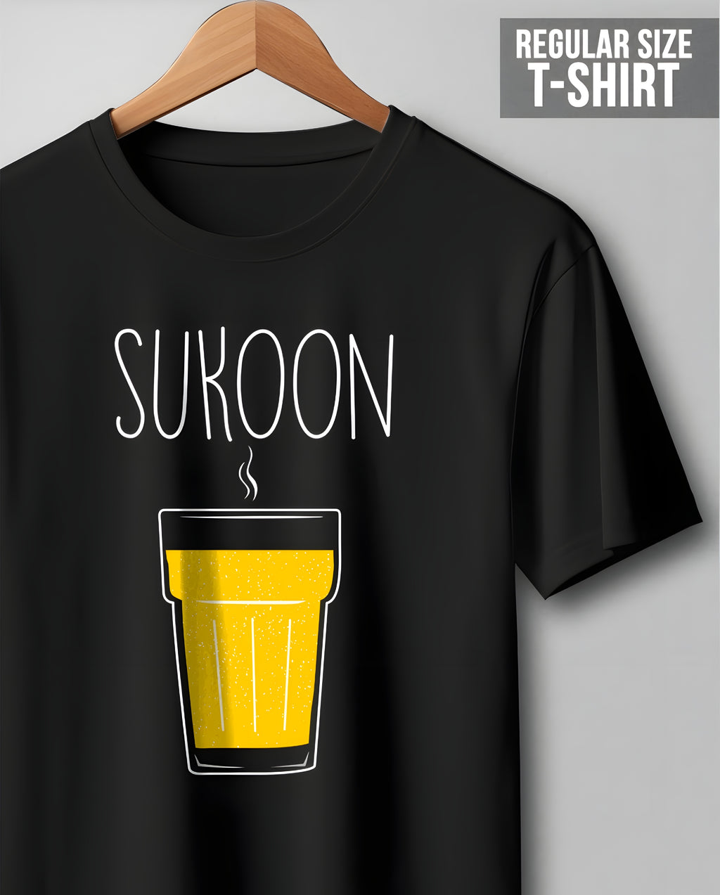 Sukoon Ki Chai Black Regular T Shirt