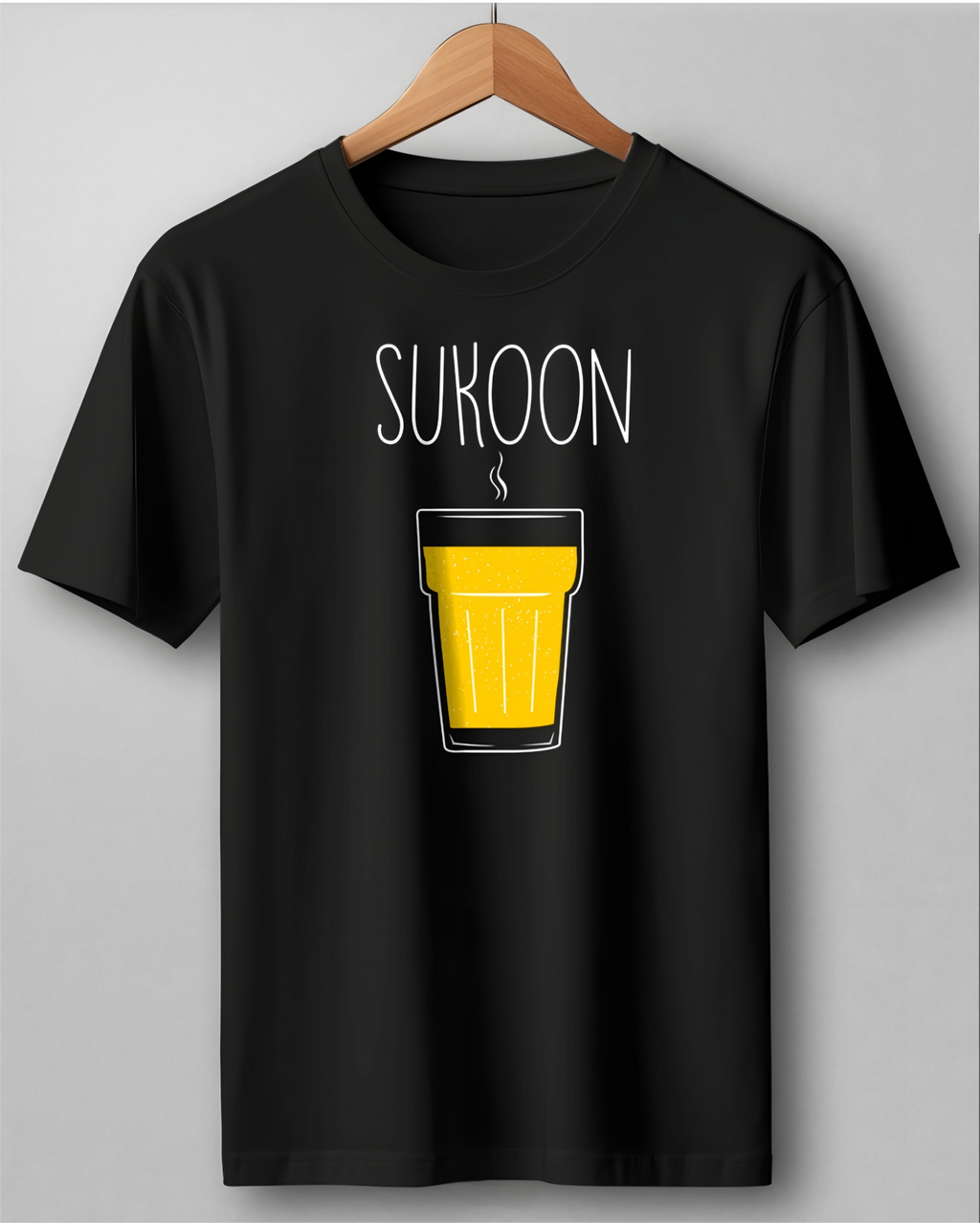 Sukoon Ki Chai Black Regular T Shirt