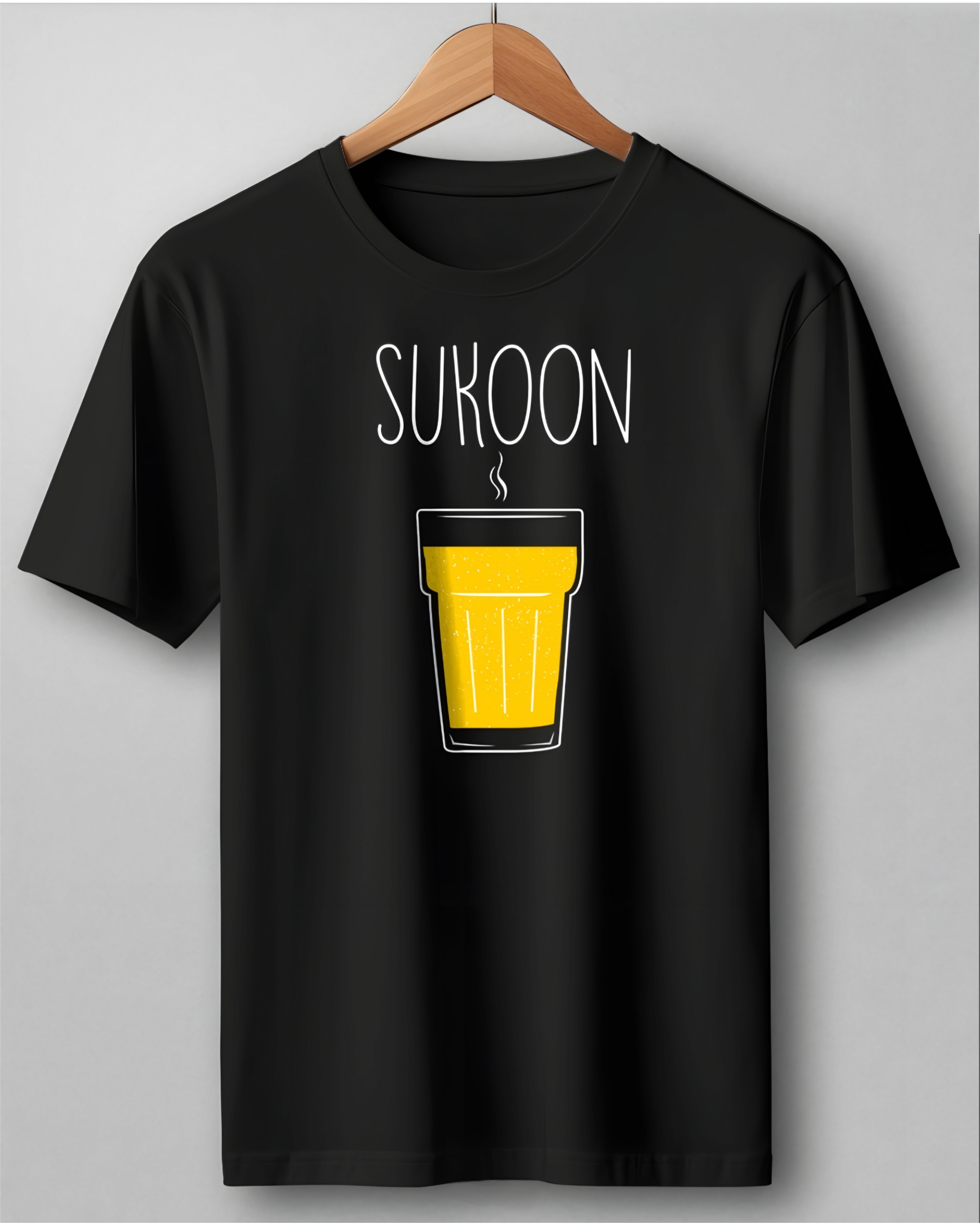 Sukoon Ki Chai Black Regular T Shirt