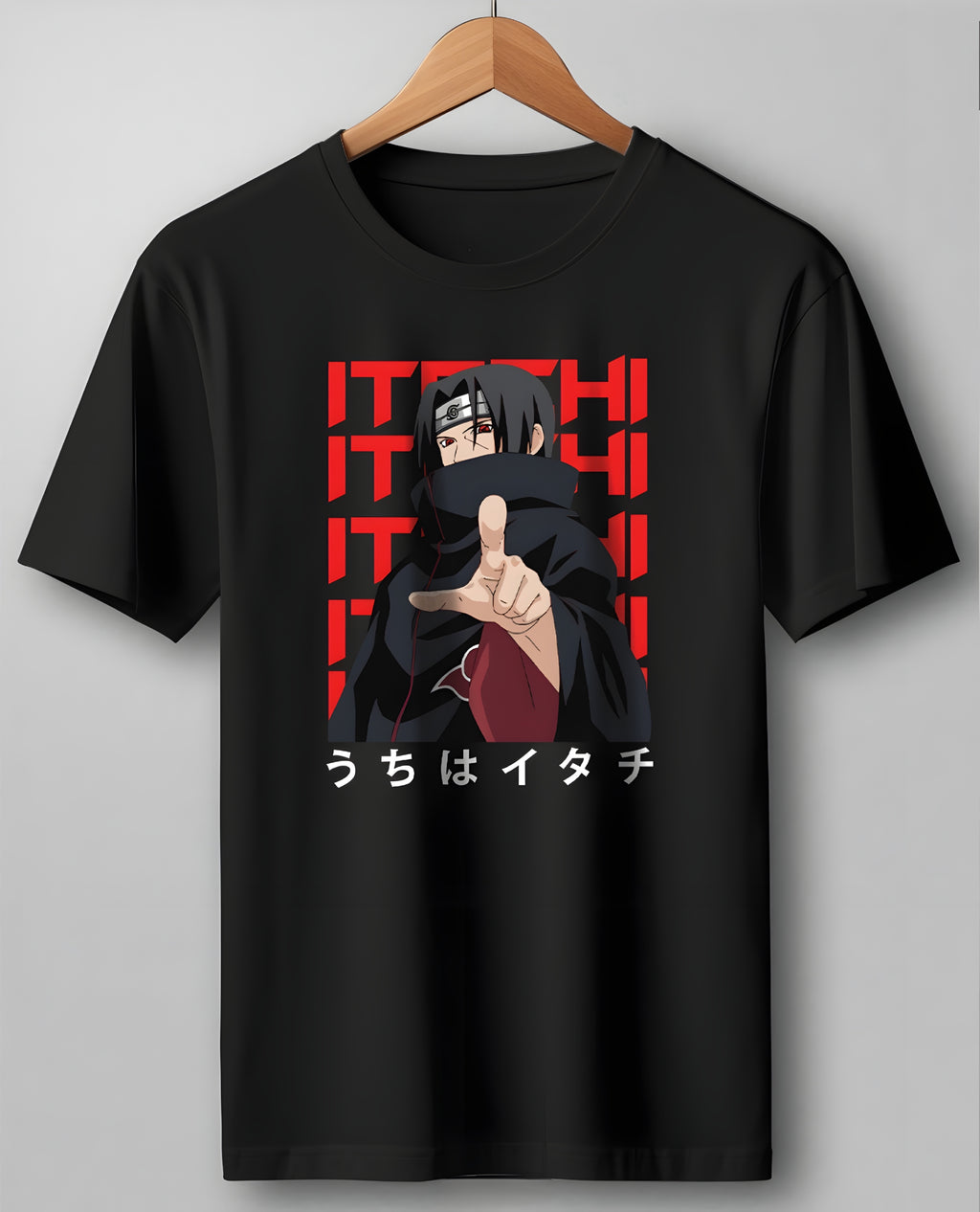 Men Itachi Ninja Black Printed T-Shirt