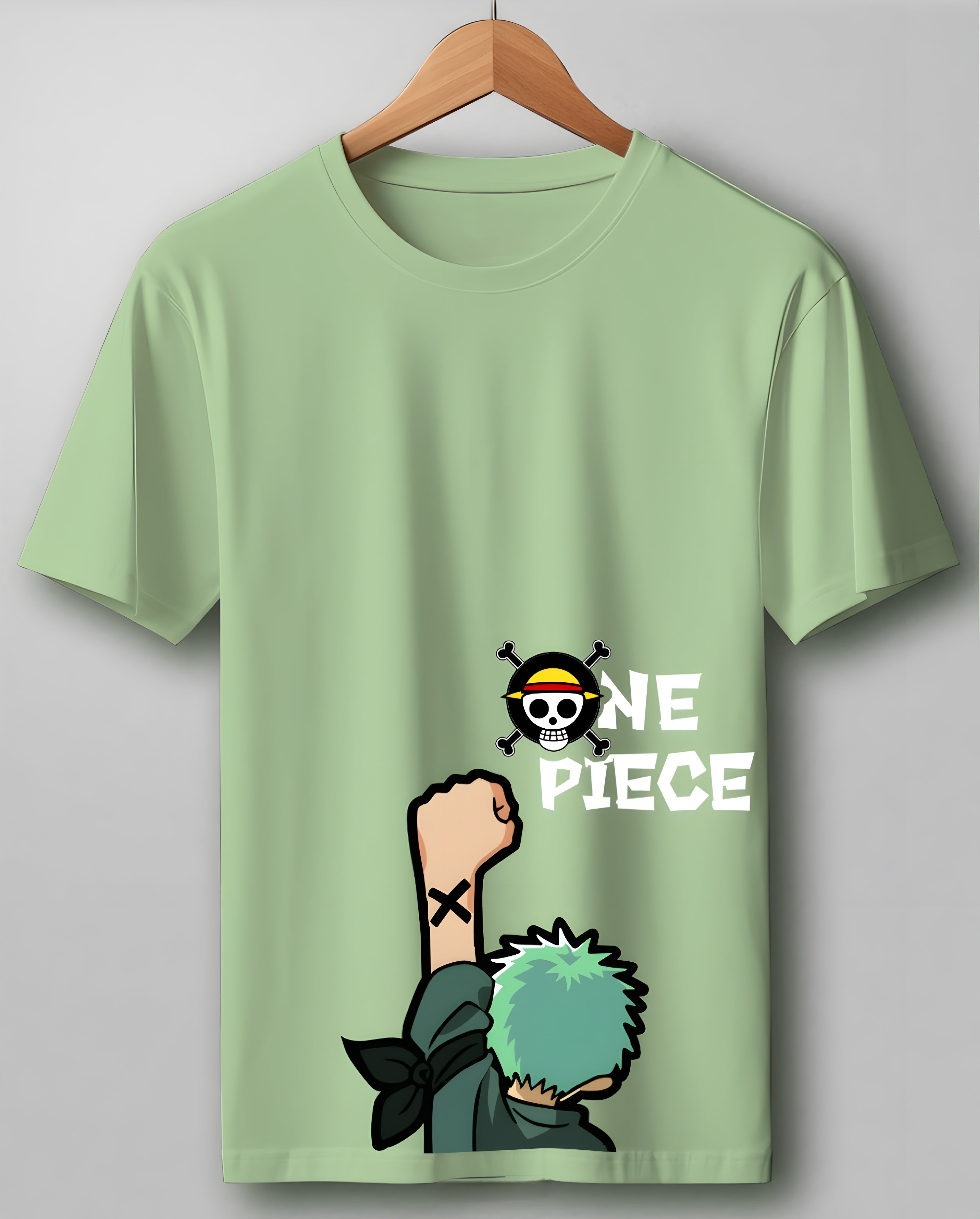 One Piece Pista Green Regular T Shirt