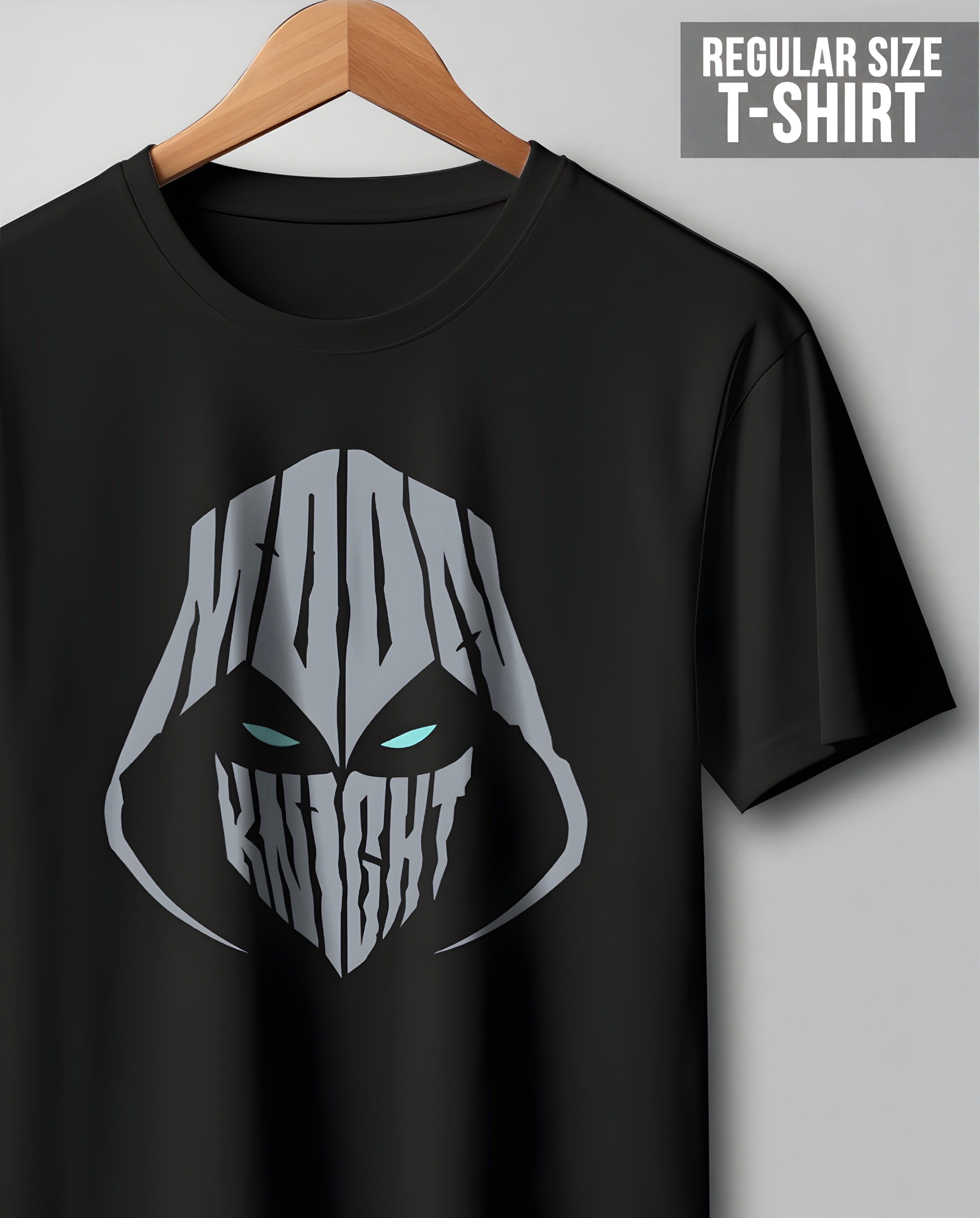 Moon Knight Face Black Regular T Shirt