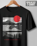 Mountains Alive Black Regular T Shirt